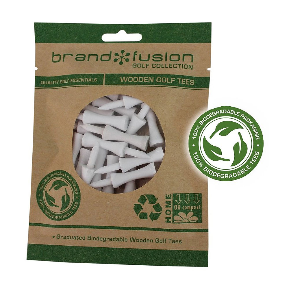 Brand Fusion 51mm Graduated Bio Wooden Golf Tees - 20 Pack