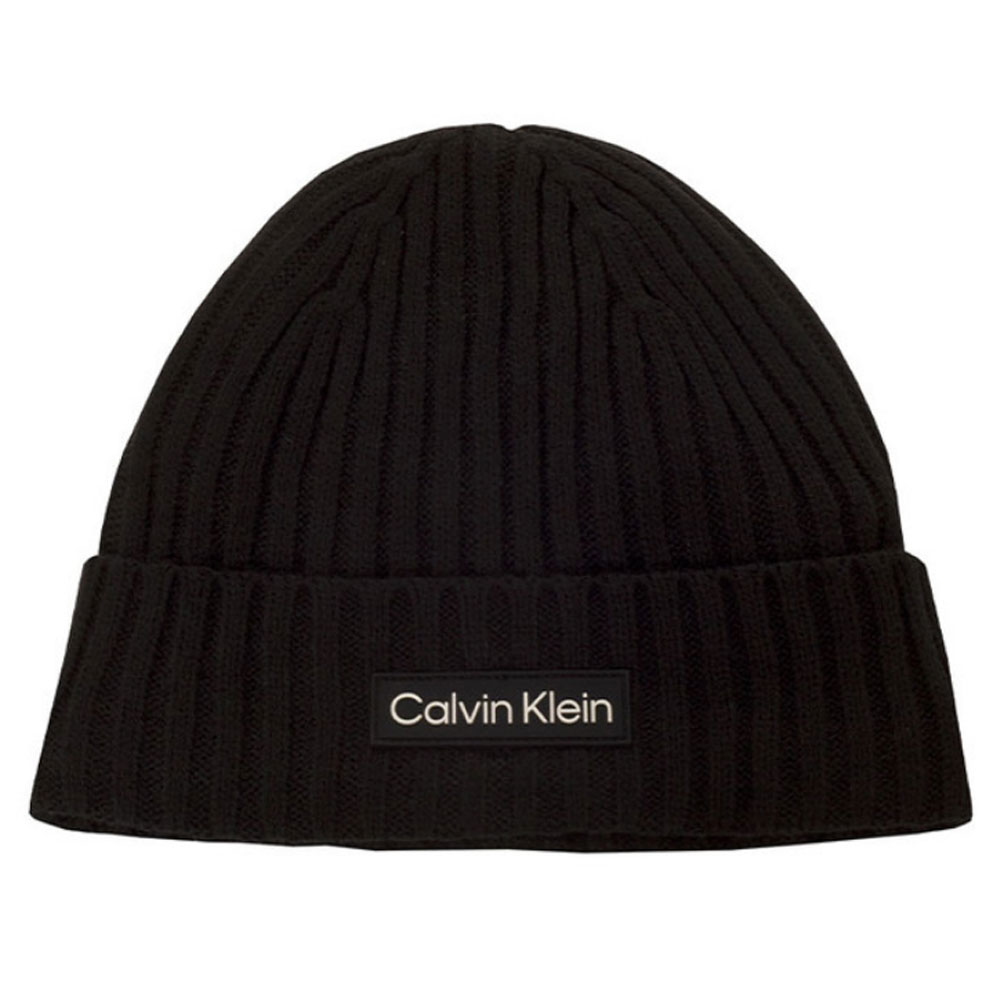 Calvin Klein Chunky Knit Badge Golf Beanie Hat