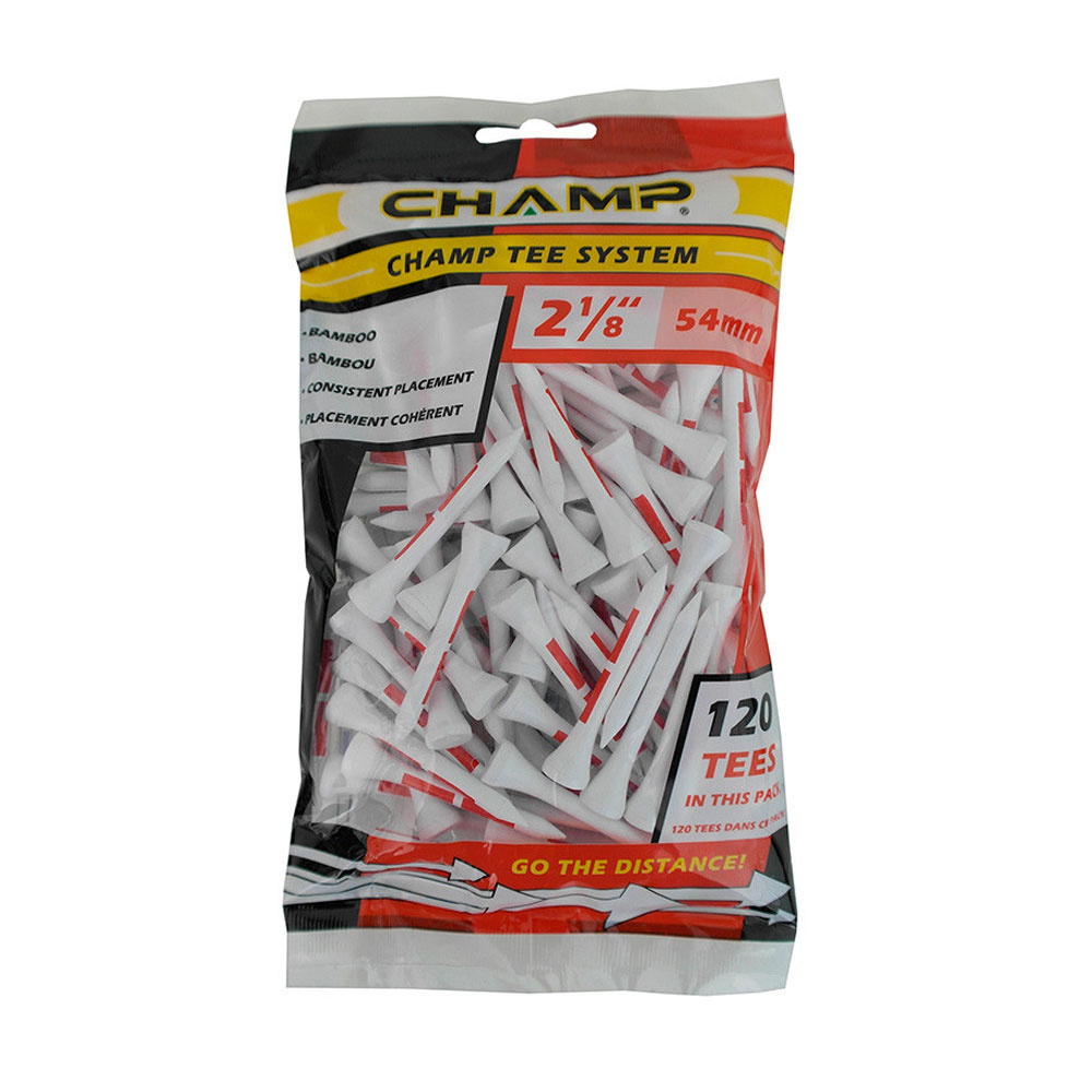 CHAMP Tee System 54mm Bamboo Golf Tees - 120 Pack