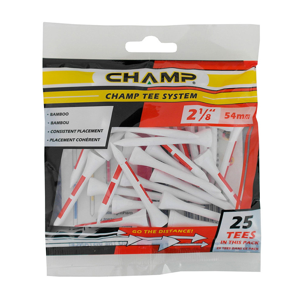 CHAMP Tee System 54mm Bamboo Golf Tees - 25 Pack