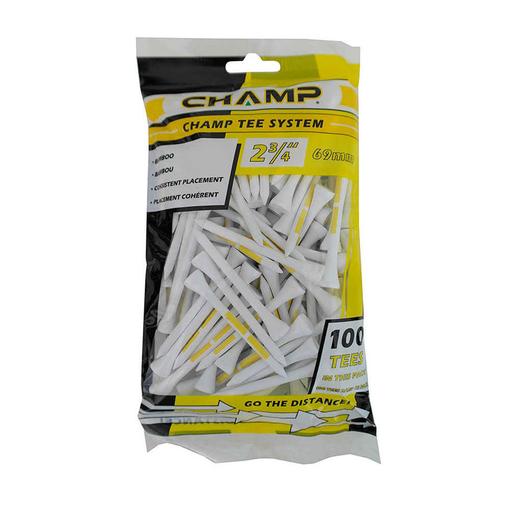 CHAMP Tee System 69mm Bamboo Golf Tees - 100 Pack
