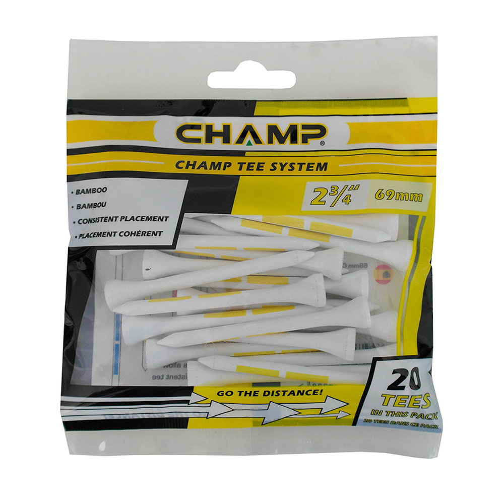 CHAMP Tee System 69mm Bamboo Golf Tees - 20 Pack
