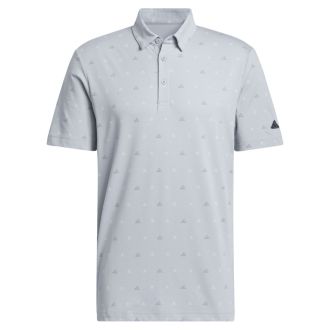 adidas Go-To Mini Crest Print Golf Polo Shirt IS7332 Light Grey