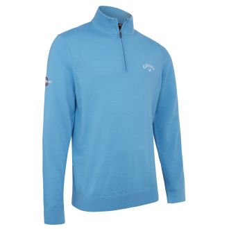 Callaway Blended Merino 1/4 Zip Golf Sweater CGGF80M1-450 Malibu Blue