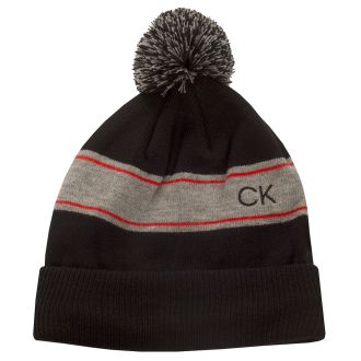 Calvin Klein Stripe Knitted Cuff Golf Beanie Hat CKMA23828-BLACK