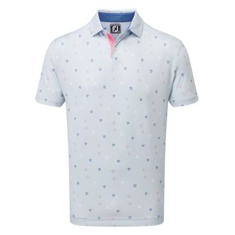 Footjoy Bluffton Parachute Print Golf Polo Shirt 89903 Mist/Sapphire/Rose/White