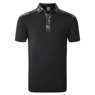 FootJoy Cloud Camo Trim Lisle Golf Polo Shirt 80007 Black