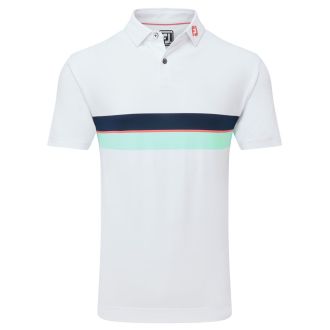FootJoy Double Chest Band Pique Golf Polo Shirt 81572 White