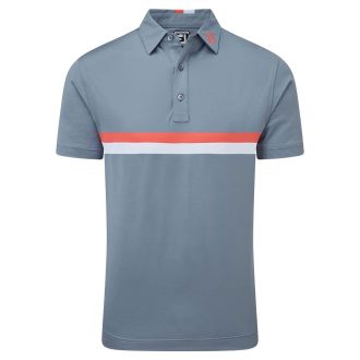  FootJoy Double Chest Band Pique Golf Polo Shirt 88443 Graphite/Coral/White