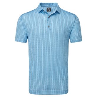 Footjoy Scallop Shell Foulard Lisle Golf Polo Shirt 81578 Blue Sky/White