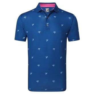 Footjoy Thistle Print Lisle Golf Polo Shirt 80887 Deep Blue