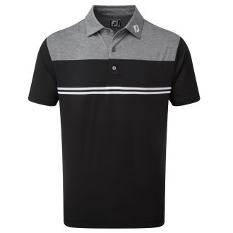 FootJoy Heather Colour Block Lisle Golf Polo Shirt 90373 Heather Charcoal/Black/White