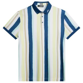 J.Lindeberg Tour Tech Print Golf Polo Shirt Painted Stripe Wax Yellow GMJT09167-K107