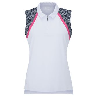 Ping Ansie Sleeveless Ladies Golf Polo Shirt P93669-3KB White Multi