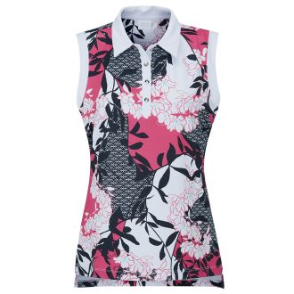 Ping Olive Printed Sleeveless Ladies Golf Polo Shirt P93668-PBM Pink Blossom Multi