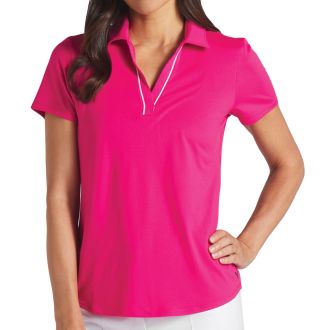 Puma Cloudspun Piped Ladies Golf Polo Shirt 623911-10 Garnet Rose