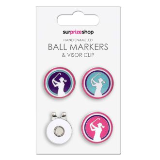 Surprizeshop Lady Golfer Ball Marker and Visor Clip Set