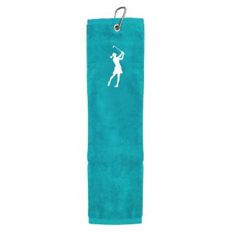 SurprizeShop Lady Golfer Ladies Tri-Fold Golf Towel TT004007 Aqua
