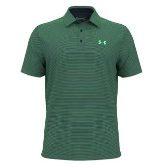 Under Armour Playoff 3.0 Micro Stripe Golf Polo Shirt 1378676-417 Midnight Navy/Matrix Green/Midnight