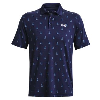 Under Armour Playoff 3.0 Boats Print Golf Polo Shirt 1378677-412 Midnight Navy/White