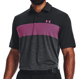 Under Armour Playoff 3.0 Stripe Golf Polo Shirt 1378676-003 Black/Jet Grey/Rebel Pink