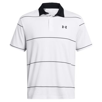 Under Armour Playoff 3.0 Clubhouse Stripe Golf Polo Shirt 1378676-101 White/Black