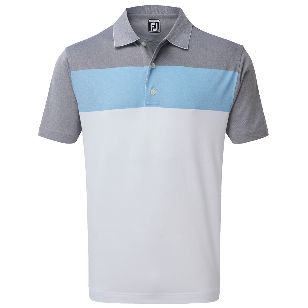 FootJoy Birdseye Jacquard Colour Block Golf Polo Shirt
