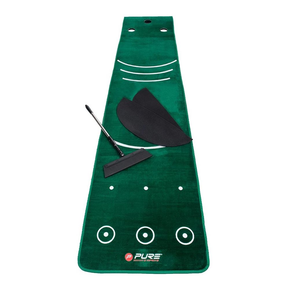 Pure 2 Improve Putting Golf Mat with Broom