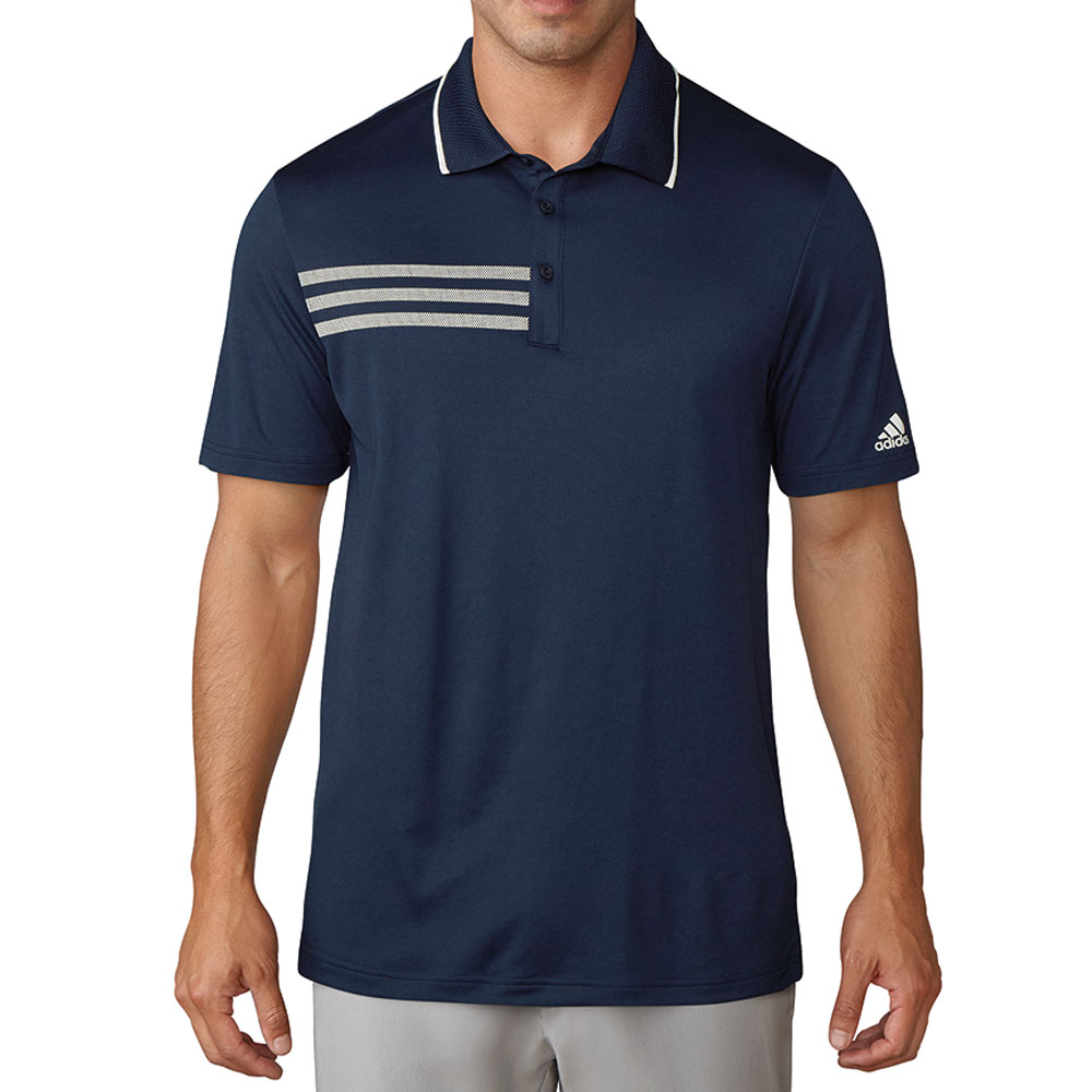 adidas 3 stripe golf shirt