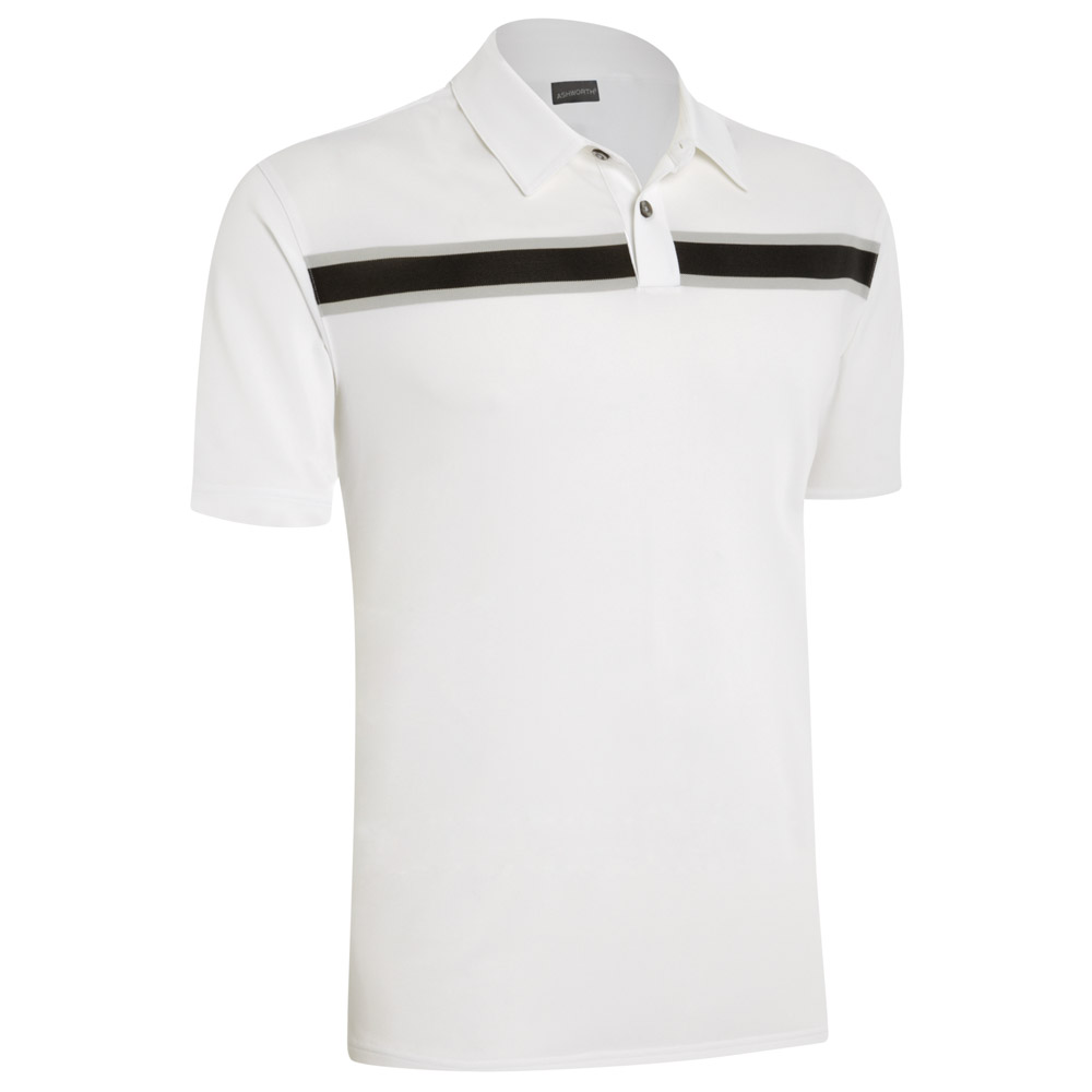 Ashworth Performance Stretch Chest Stripe Golf Polo Shirt