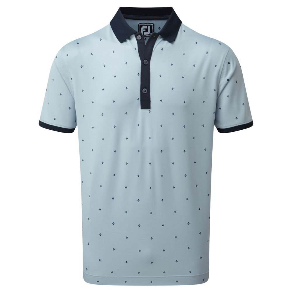 FootJoy Birdseye Argyle Print Knit Collar Golf Polo Shirt